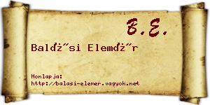 Balási Elemér névjegykártya